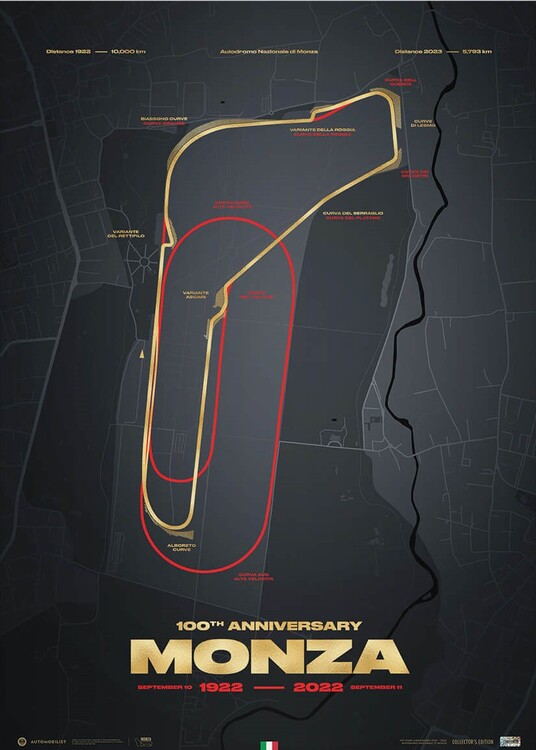 Art Print Monza Circuit - Track Evolution - 100th Anniversary