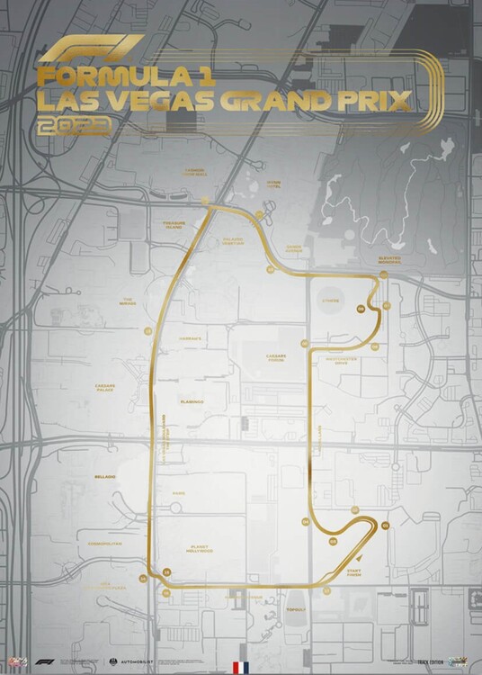 Εκτύπωση τέχνης Las Vegas Strip Circuit - Formula 1 - 2023  (White)