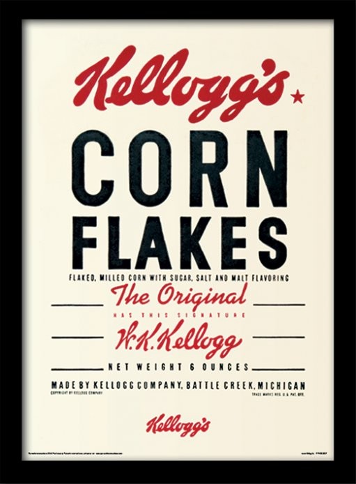 Framed poster Vintage Kelloggs - Corn Flakes