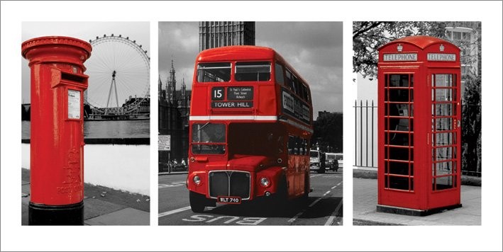 London - Red Triptych Картина