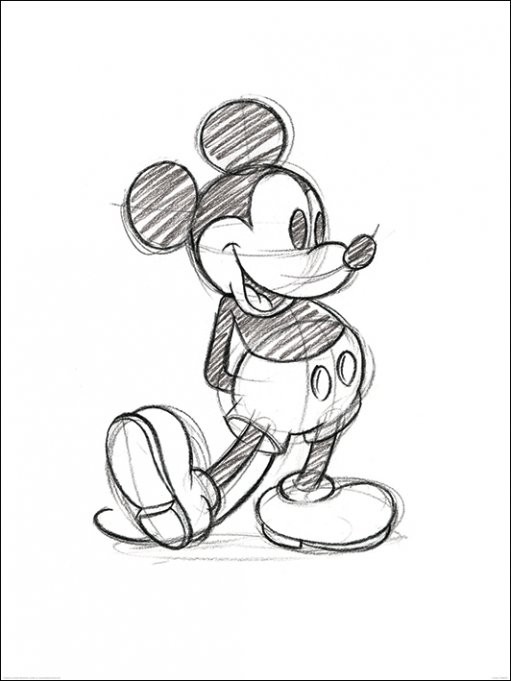 Художествен печат Mickey Mouse - Sketched Single