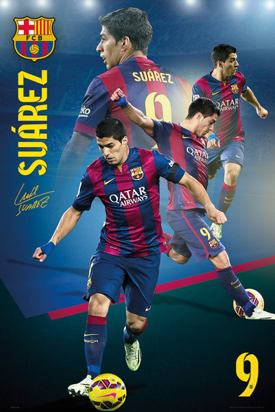 Плакат Barcelona - Suarez Collage 14/15