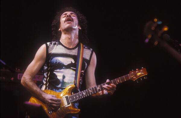 Принти на полотні Guitarist Carlos Santana on stage., 1985