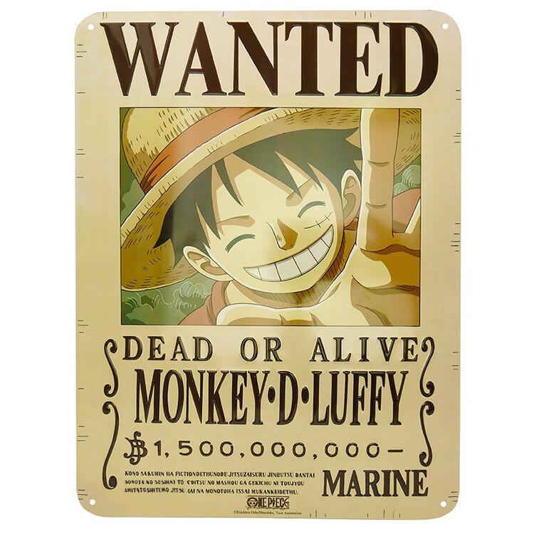 Μεταλλική πινακίδα One Piece - Luffy Wanted New World
