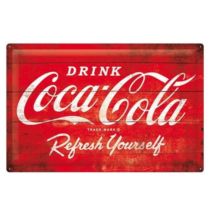 Μεταλλική πινακίδα Coca-Cola - Logo Red Refresh Yourself