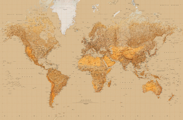 Wall Mural World Map - Antique Style