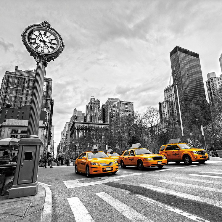 Картина у склі Yellow Taxi - b&w