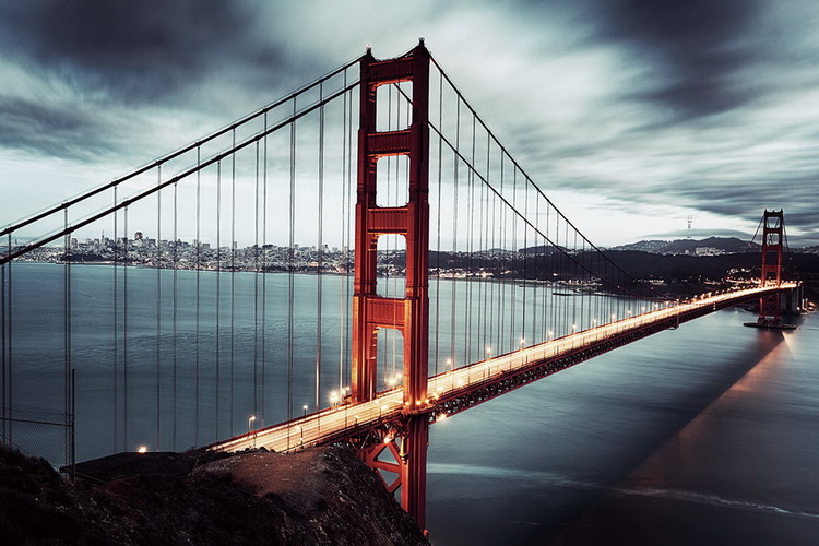 Картина у склі Golden Gate - Dark, San Francisco