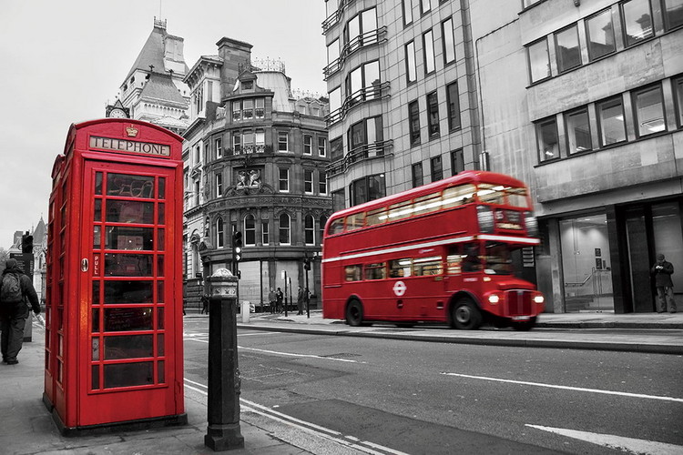 Картина у склі London - Red Bus and Telephone Box