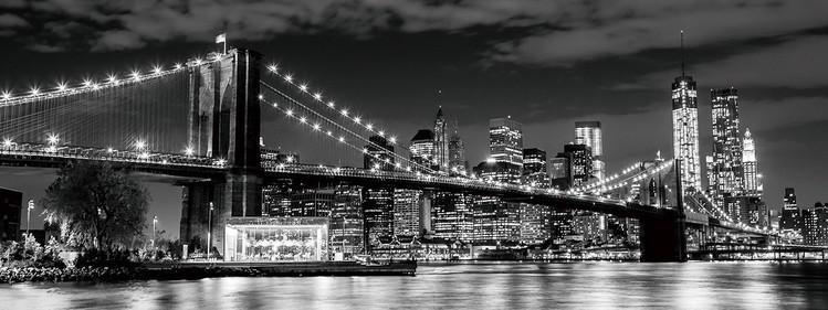 Картина у склі New York - Brooklyn Bridge at Night