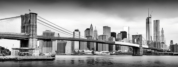 Картина у склі New York - Brooklyn Bridge and Manhattan