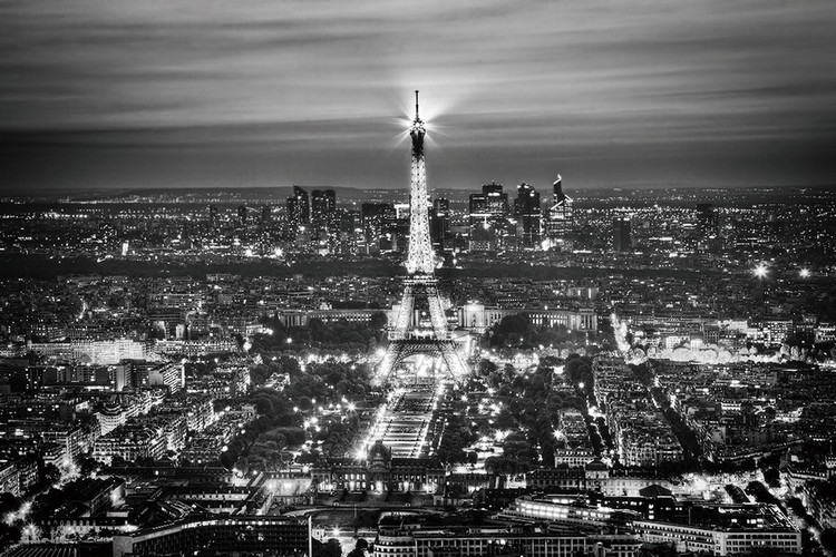 Картина у склі Paris - Eiffel Tower b&w