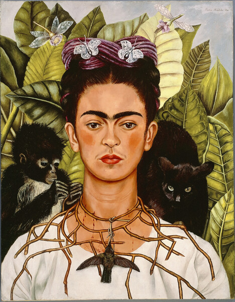 Принти на полотні Self-Portrait with Thorn Necklace and Hummingbird, 1940