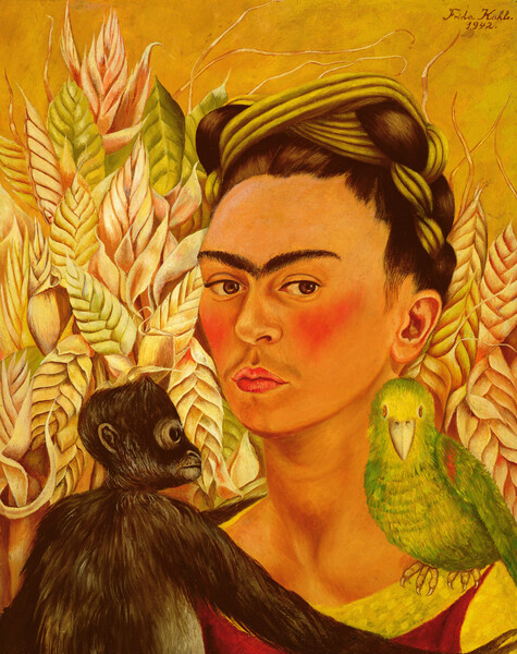 Плакат Self Portrait with monkey and parrot, 1942