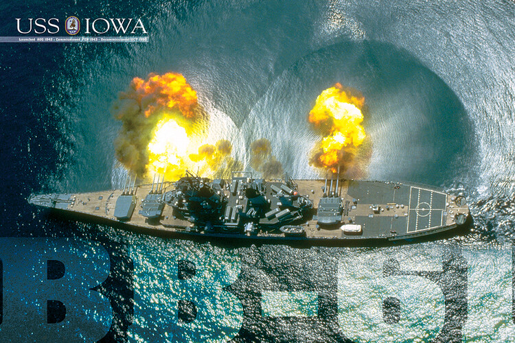 Плакат USS Iowa Guns firing