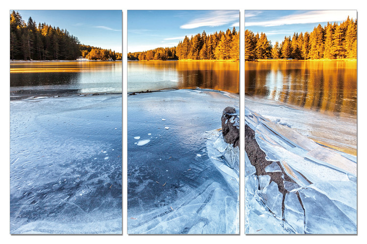 Frozen River in Nature Mounted Art Print