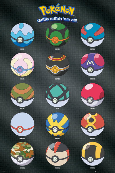 Плакат Pokémon - Pokeballs