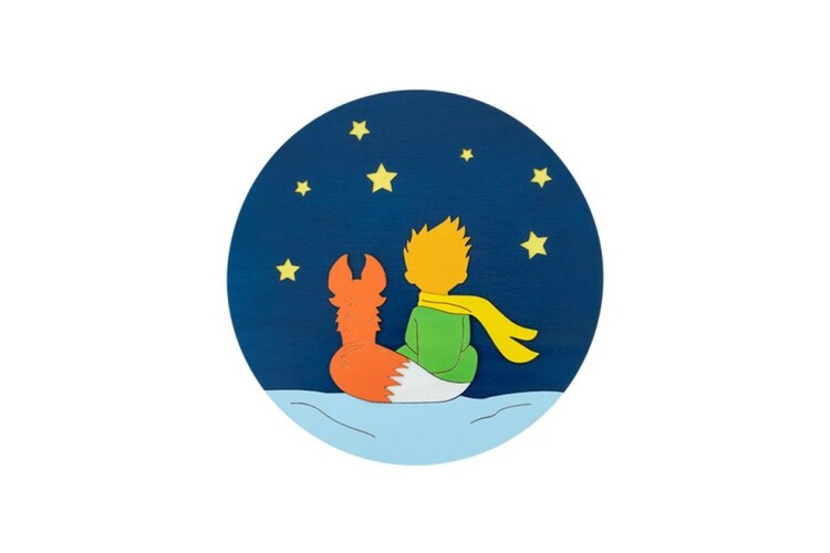 Ξύλινη διακόσμηση τοίχου The Little Prince - Prince & Fox
