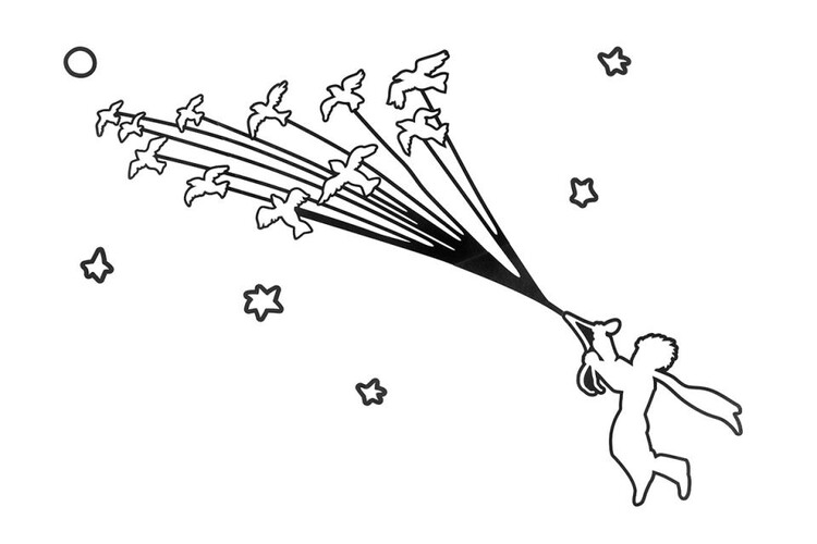 Ξύλινη διακόσμηση τοίχου The Little Prince - Flying Prince
