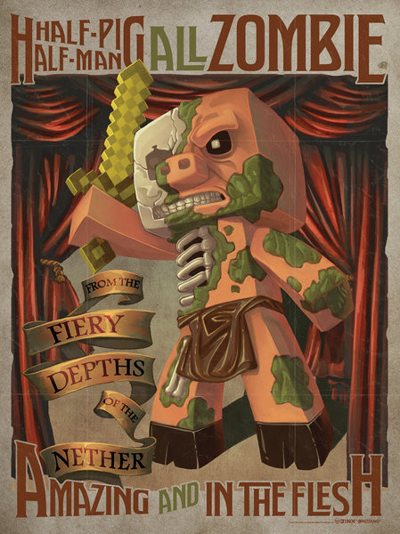 Poster Minecraft - Half Pig Half Man