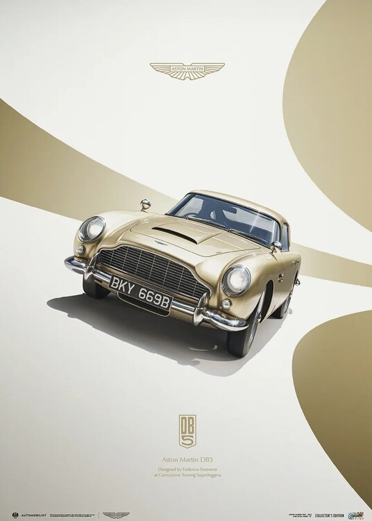 Εκτύπωση τέχνης Aston Martin DB5 1964 Golden - Classic Car Series - Aston Martin Poster