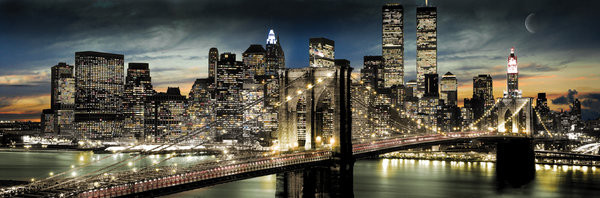 Плакат с рамка Manhattan - Night & moon