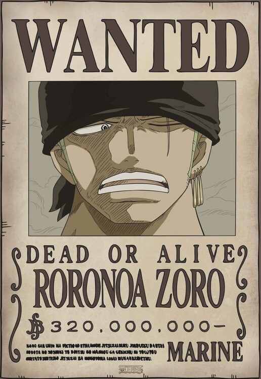 Плакат One Piece - Wanted Zoro