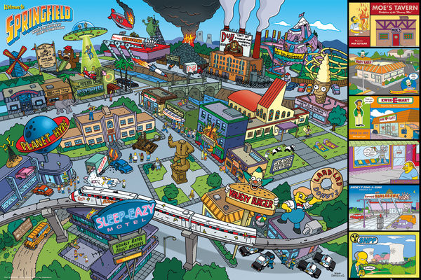 Плакат Simpsons - Locations