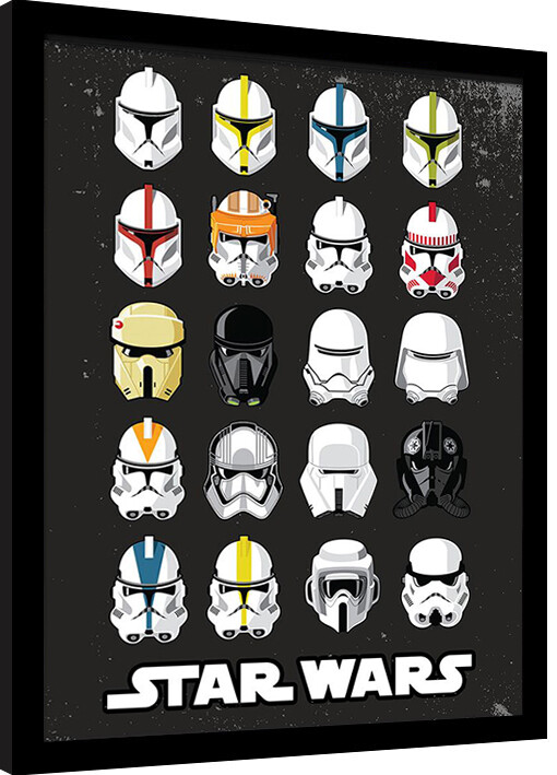 Uokvirjen plakat Star Wars - Trooper Helmets