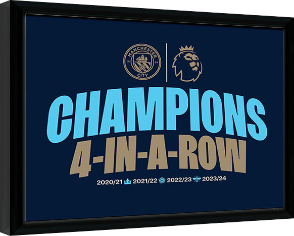 Κορνιζαρισμένη αφίσα Manchester City - 4 In A Row