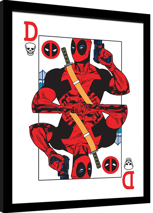 Framed Poster Deadpool - Playing Card