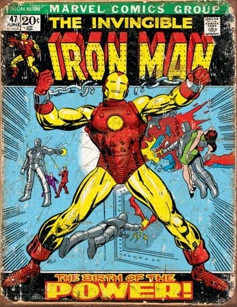 Metallikyltti Iron Man Comic - Cover