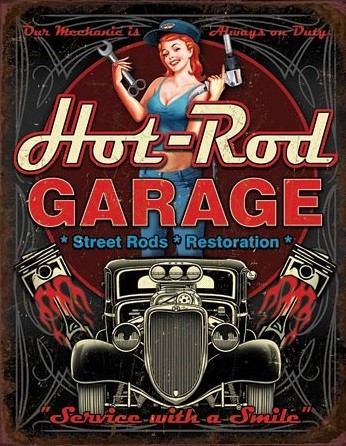 Μεταλλική πινακίδα Hot Rod Garage - Pistons