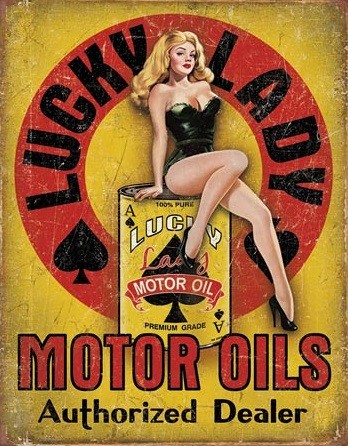 Μεταλλική πινακίδα Lucky Lady - Motor Oil