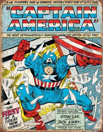 Μεταλλική πινακίδα Captain America Comic - Cover