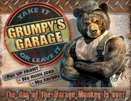 Metallikyltti Grumpy's Garage