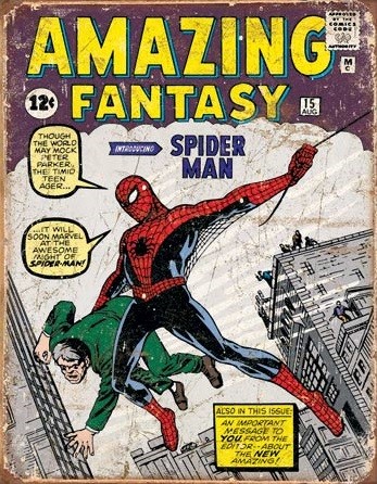 Metallikyltti Spider Man Comic - Cover