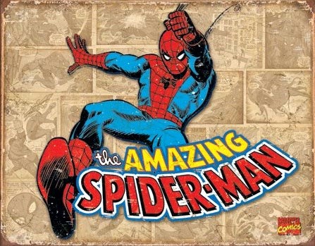 Metallikyltti Spider-Man - Retro Panels