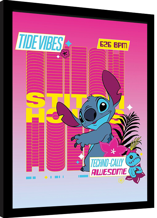 Kehystetty juliste Stitch - Techno-Cally Awesome