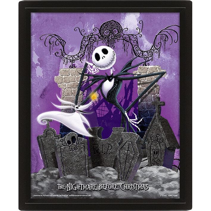 Πλαισιωμένη 3D αφίσα Nightmare Before Christmas - Graveyard