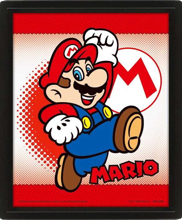 Framed 3D poster Super Mario - Mario Yoshi Flip