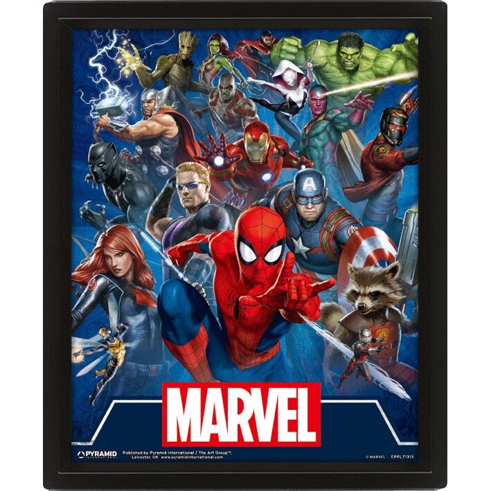 Πλαισιωμένη 3D αφίσα Marvel - Cinematic Icons