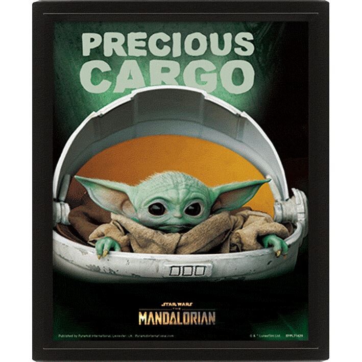 Πλαισιωμένη 3D αφίσα Star Wars: The Mandalorian - Precious Cargo