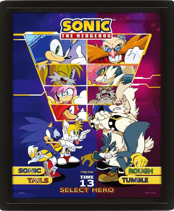 Πλαισιωμένη 3D αφίσα Sonic The Hedgehog - Select Your Fighter