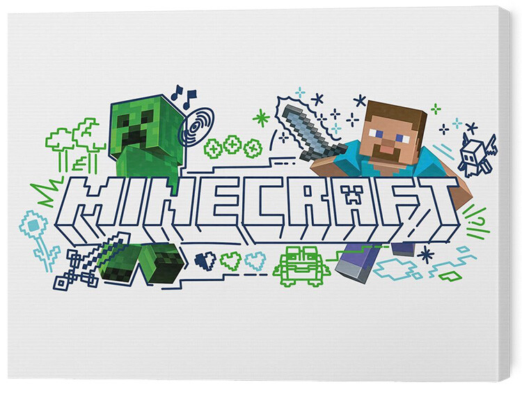 Принти на полотні Minecraft - Creeper & Steve