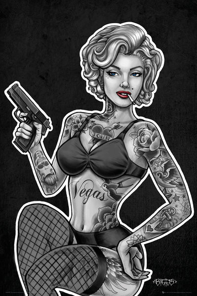 Πλαισιωμένη αφίσα Biggs - Inked anked and armed
