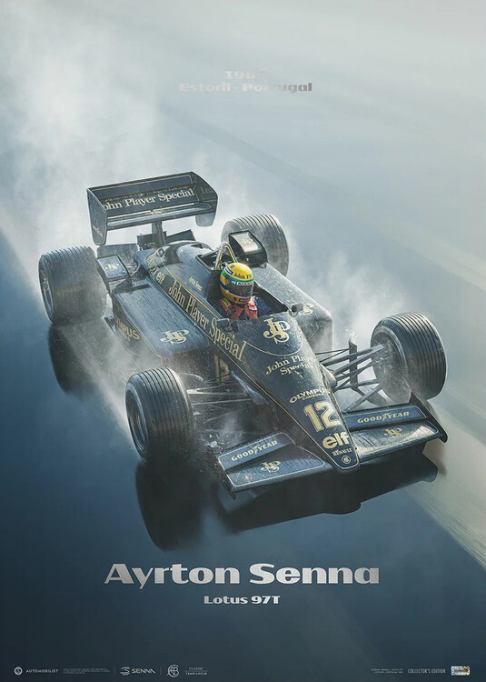 Εκτύπωση τέχνης Lotus 97T - Ayrton Senna - Rainmaster - Estoril, 1985 - Collector’s Edition - Re-edition