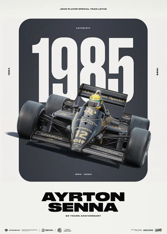 Εκτύπωση τέχνης Ayrton Senna Classic Team Lotus 97T - 30 YEARS OF LEGACY - Limited Edition Poster