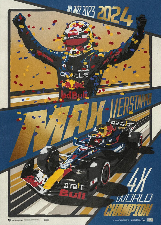 Εκτύπωση τέχνης Oracle Red Bull Racing - ART - Max Verstappen - 2024 F1® World Drivers' Champion - Artist Ed. - Cito