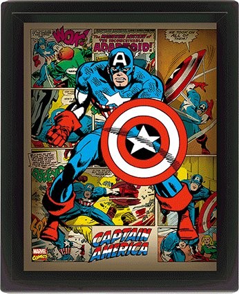 Πλαισιωμένη 3D αφίσα Marvel Retro - Captain America